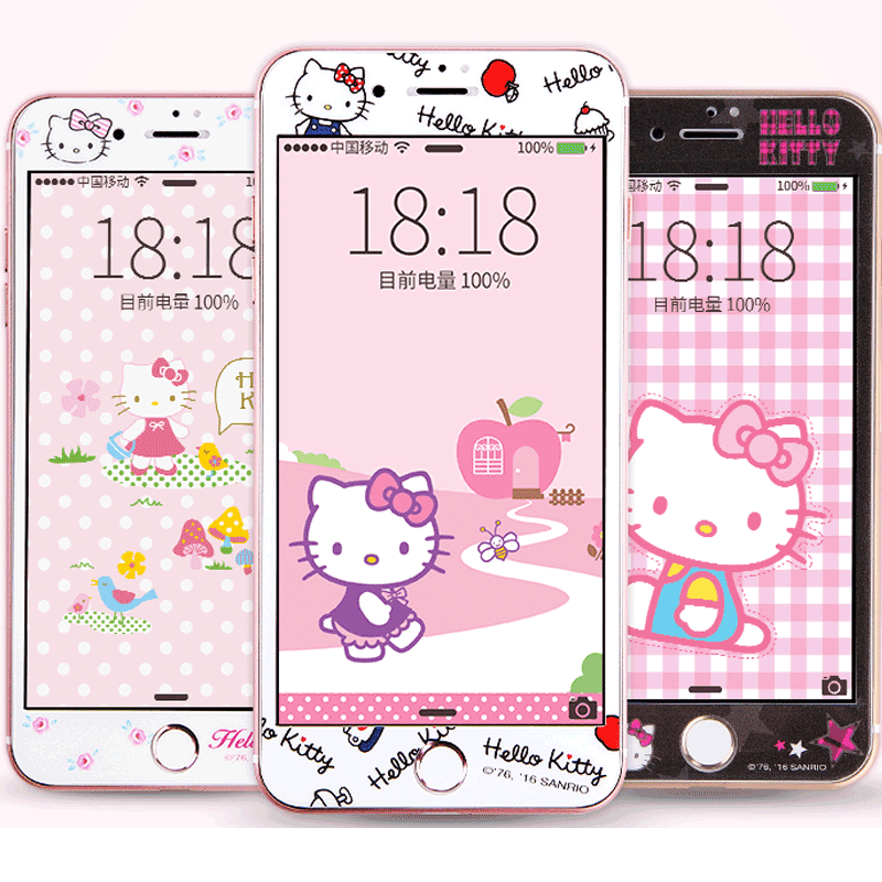 Hello Kitty Royal 3D Full Size Glitter 9H Tempered Glass Screen Protector for Apple iPhone 8 Plus/8/7 Plus/7