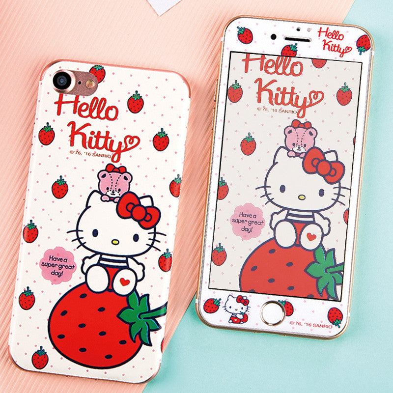 Hello Kitty Wicked 3D Glitter 9H Tempered Glass Screen Protector w/ Back Film for iPhone 8/7