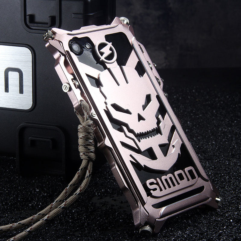 SIMON Mechanical Arm Skull Punk Premium Aluminum Metal Bumper Shockproof Case Cover