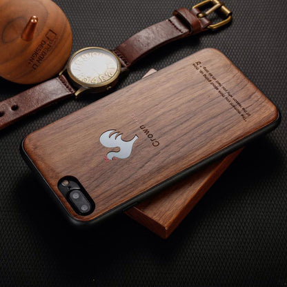 Kssdun Crown Red Luxury Walnut Wood + TPU Back Cover Case for Apple iPhone 8 Plus/7 Plus/7