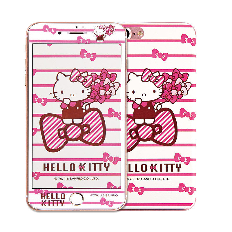 Hello Kitty Wicked 3D Glitter 9H Tempered Glass Screen Protector w/ Back Film for iPhone 8/7