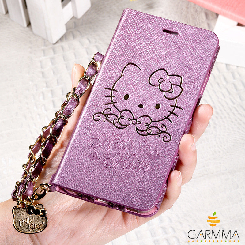 GARMMA Hello Kitty Beauty Magnetic Flip Stand View Wallet Case with Card Slot for iPhone 8/7/6S/6