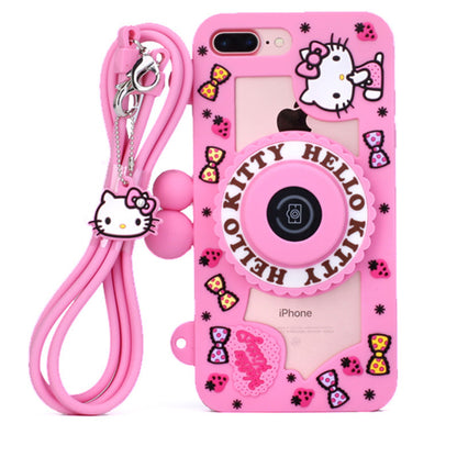 Hello Kitty Camera Bluetooth Self Timer 3D Silicone Shockproof Case Cover with Carrying Strap
