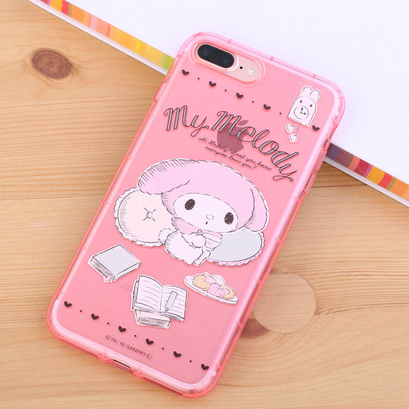 gourmandise Hello Kitty & My Melody Transparent TPU Soft Back Cover Case for Apple iPhone 8 Plus/7 Plus/7