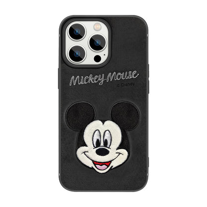 UKA Disney Flannelette Embroidery Premium Leather Back Case Cover