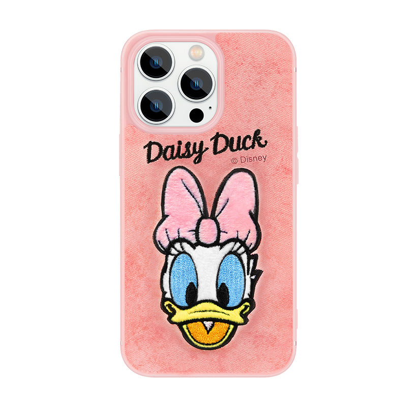 UKA Disney Flannelette Embroidery Premium Leather Back Case Cover