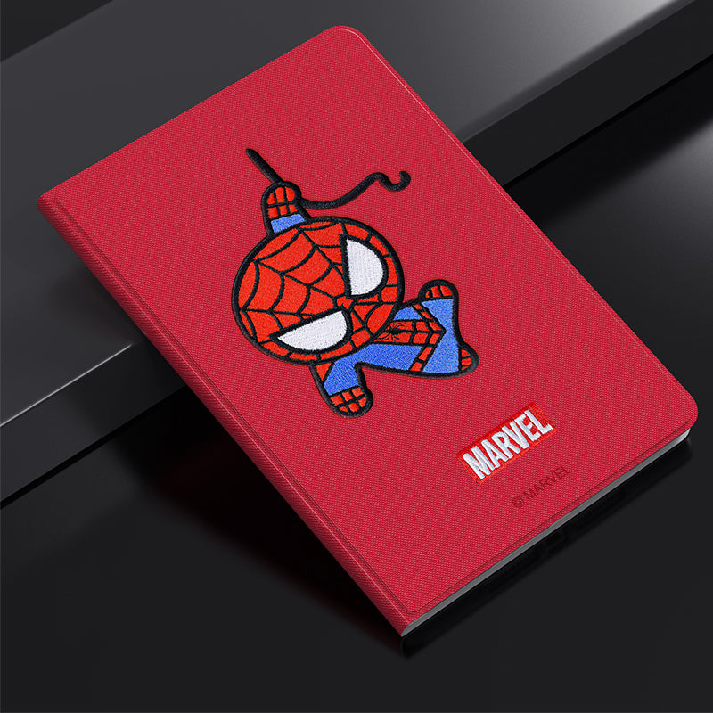 UKA Marvel Avengers 3D Embroidery Auto Sleep Folio Stand Leather Case Cover for Apple iPad