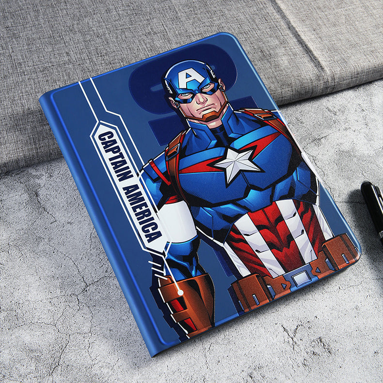 UKA Marvel Avengers Auto Sleep Folio Stand Leather Case with Pen Tray for Apple iPad