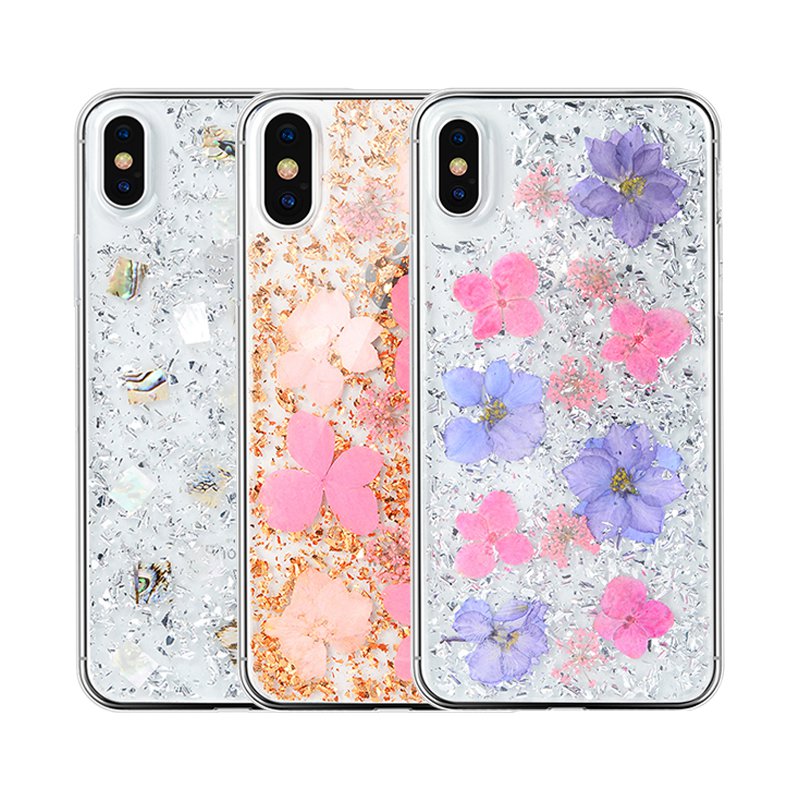 X-Doria Blossom Natural Flowers Seashell Dazzle Foil Case Cover