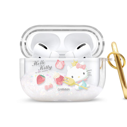 GARMMA Hello Kitty Glitter Quicksand Apple AirPods 3 Case Cover with Carabiner Clip