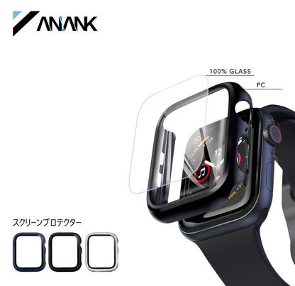 ANANK PC Bumper + Tempered Glass Screen Protector Guard for Apple Watch