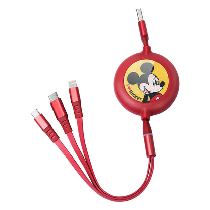 UKA Disney Mickey Mouse Retractable 3-in-1 Lightning+Type-C+Micro USB Cable