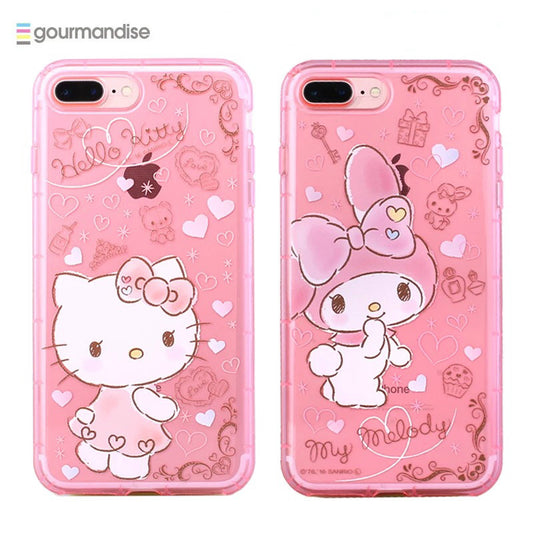 gourmandise Hello Kitty & My Melody Transparent TPU Soft Back Cover Case for Apple iPhone 8 Plus/7 Plus/7