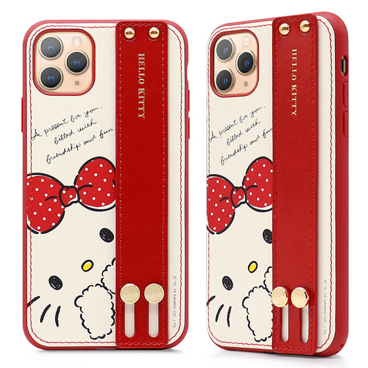 GARMMA Hello Kitty Adjustable Wrist Strap Kickstand Leather Case Cover