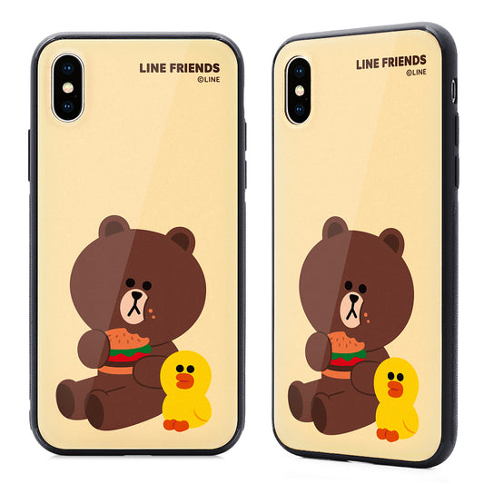 GARMMA Line Friends Tempered Glass Back Case Cover for Apple iPhone
