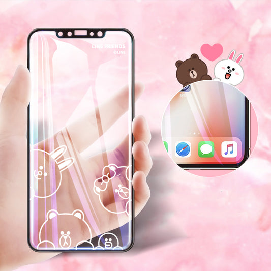 GARMMA Line Friends Screen Off Print Tempered Glass Protector Film
