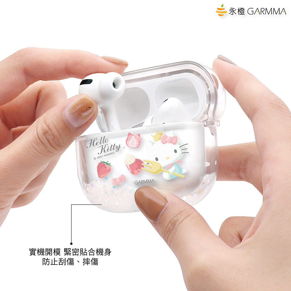 GARMMA Hello Kitty Glitter Quicksand Apple AirPods 3 Case Cover with Carabiner Clip