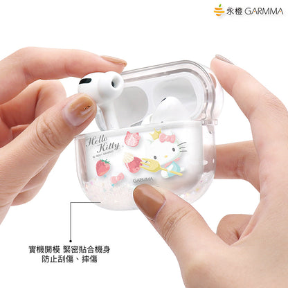 GARMMA Hello Kitty Glitter Quicksand Apple AirPods 3 Case Cover with Carabiner Clip