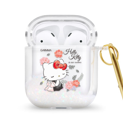 GARMMA Hello Kitty Glitter Quicksand Apple AirPods 3 Case Cover with Carabiner Clip