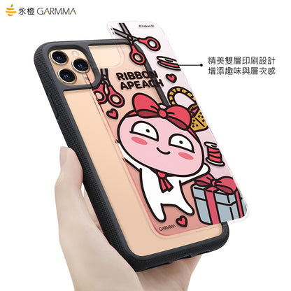 GARMMA Kakao Friends Ribbon Air Barrier Shockproof Tempered Glass Back Case Cover