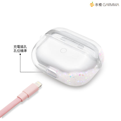 GARMMA Hello Kitty Glitter Quicksand Apple AirPods 2/1 Charging Case Cover with Carabiner Clip