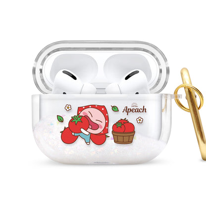 GARMMA kakao Friends Glitter Quicksand Apple AirPods Pro/2/1 Charging Case Cover with Carabiner Clip