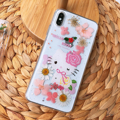 X-Doria Hello Kitty Blossom Flowers Natural Petals TPU Edge PC Case Cover