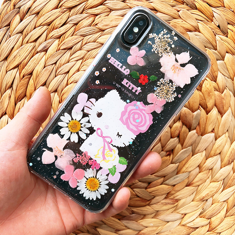 X-Doria Hello Kitty Blossom Flowers Natural Petals TPU Edge PC Case Cover