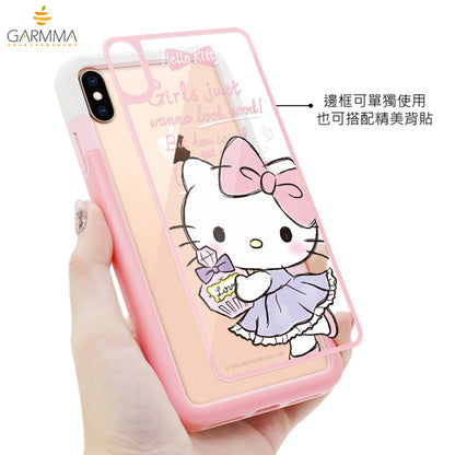 GARMMA Hello Kitty Shockproof Silicone Bumper Tempered Glass Back Case Cover