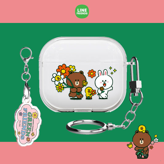 Line Friends Go Green Clear Slim Apple AirPods Case Cover