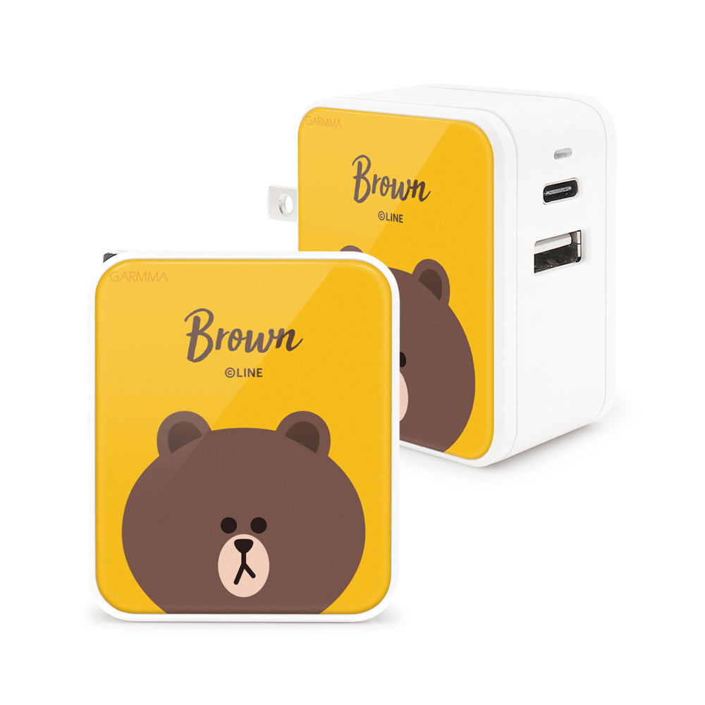 GARMMA Line Friends Type-C+USB 3.4A Quick Charge Foldable Travel Charger