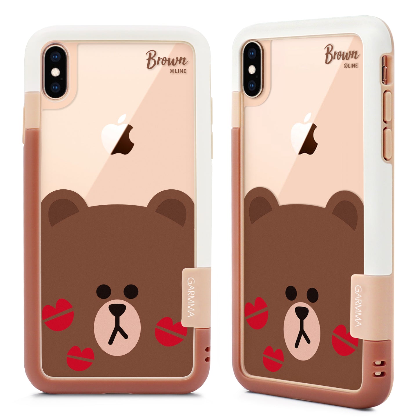 GARMMA Line Friends Shockproof Silicone Bumper Tempered Glass Back Case Cover