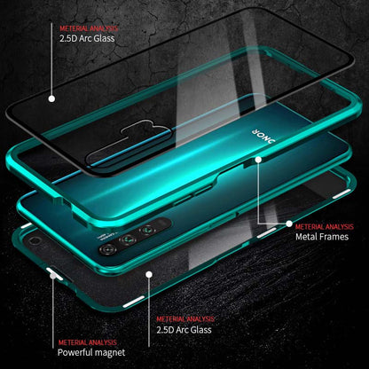 Luphie Sword Magnetic Absorption Aluminum Metal Bumper Front+Back Tempered Glass Case Cover