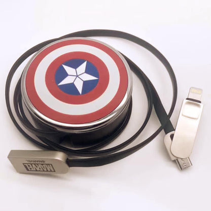 X-Doria Avengers Retractable Charging Data Sync Type-C/Lightning+Micro USB Cable