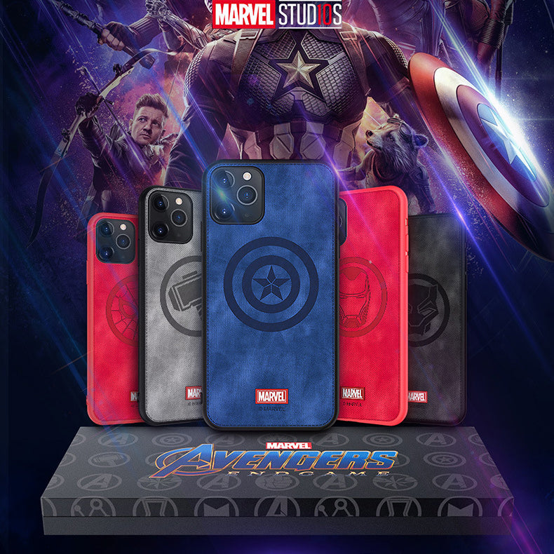 UKA Marvel Avengers TPU Frame Fabric Imprint Leather Back Case Cover