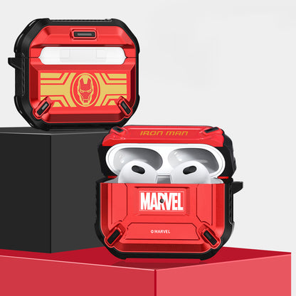 Marvel Avengers Mecha Shockproof Apple AirPods Pro/3/2/1 Charging Case Cover with Carabiner Clip