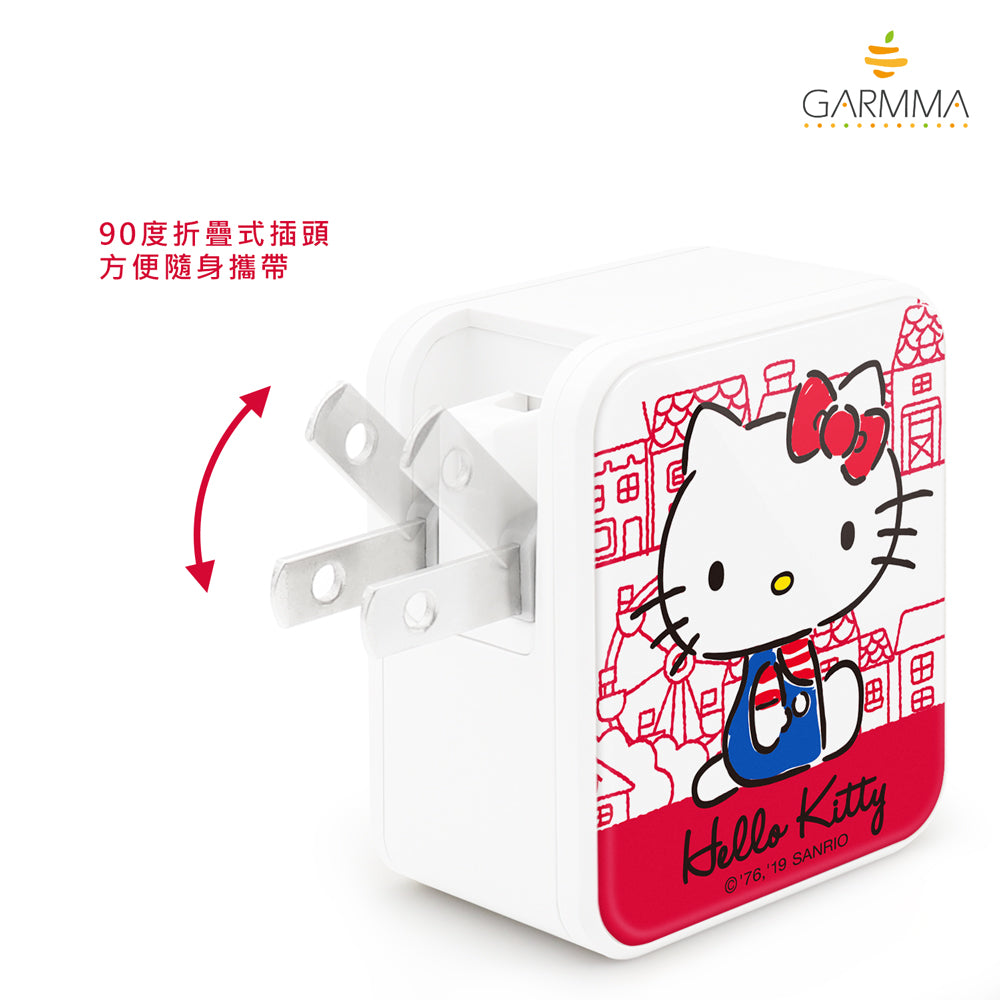 GARMMA Sanrio Characters Type-C+USB 3.4A Quick Charge Foldable Travel Charger