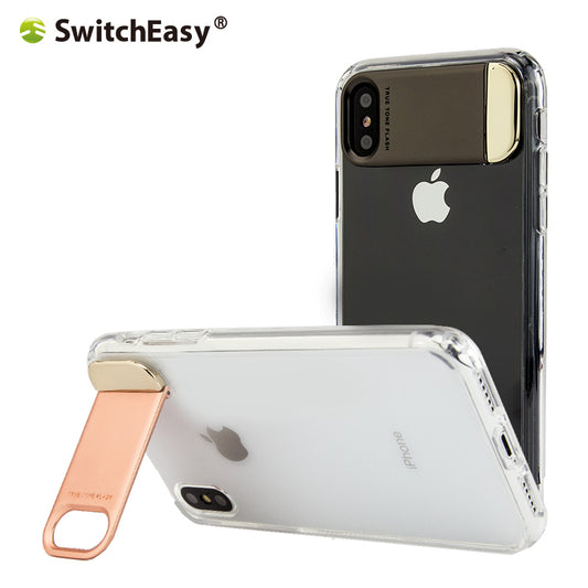 SwitchEasy AirBarrier Nude Crystal Clear PC Case Cover w/ Kickstand for Apple iPhone XS/X