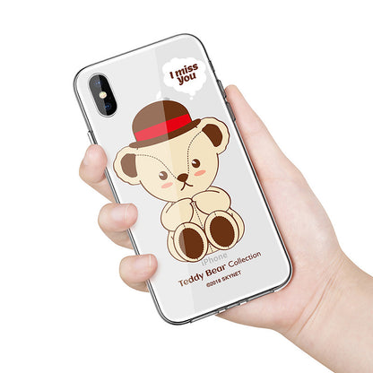 Teddy Bear Soft TPU Frame Hard PET Back Cover Case for Apple iPhone