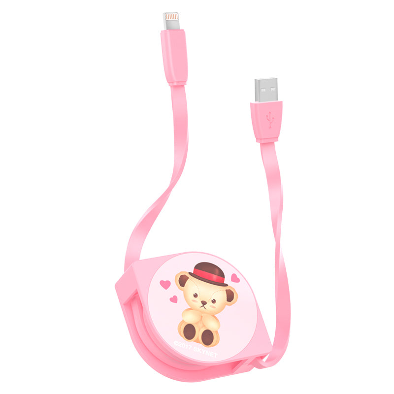 Teddy Bear Retractable Charging Data Sync Apple Lightning / Type-C Cable