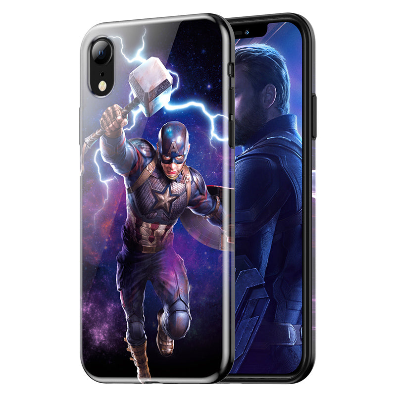 UKA Marvel Avengers Glossy Tempered Glass Shockproof Back Case Cover for Apple iPhone