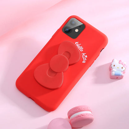 UKA Hello Kitty Liquid Silicone Case Cover with Bowknot Kickstand