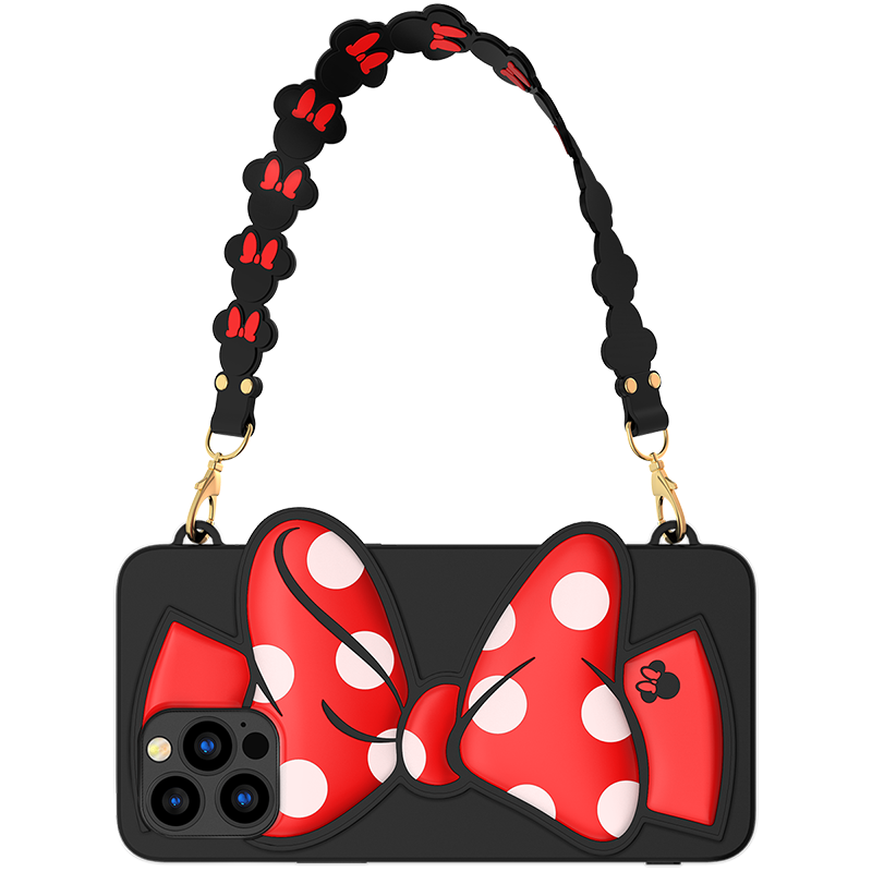 UKA Disney Minnie Mouse 3D Silicone Case Cover with Wrist Strap Lanyard