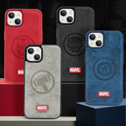 UKA Marvel Avengers TPU Frame Fabric Imprint Leather Back Case Cover