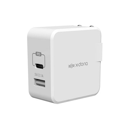 X-Doria Lighting Series 2 Port PD 18W Quick Charge Travel Charger with 3A Type-C Cable