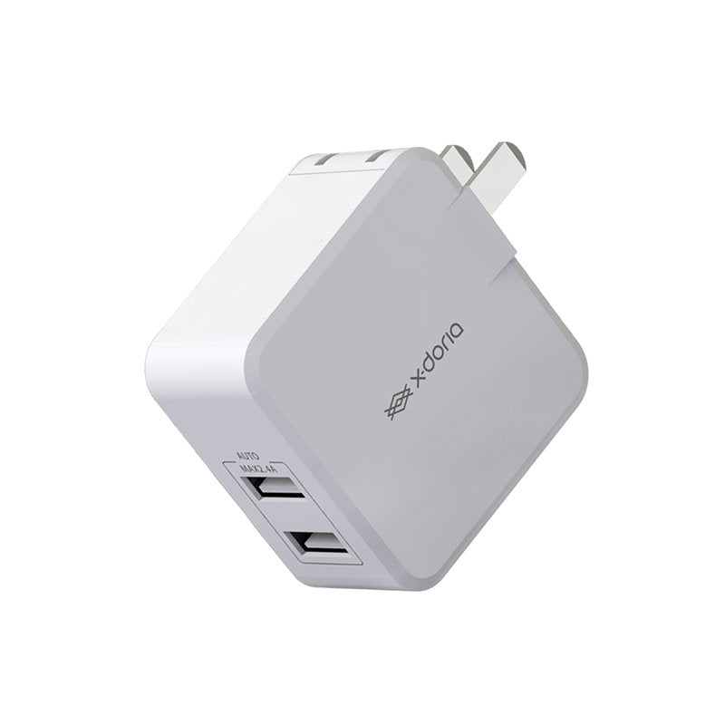 X-Doria Lighting Series Dual Port 2.4A Quick Charge Foldable Travel Charger